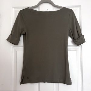 Ralph Lauren Olive Green Boatneck Top Size Small